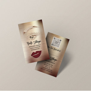Gold Eyelash Brow Makeup Logo QR Lip Rose Visitenkarte