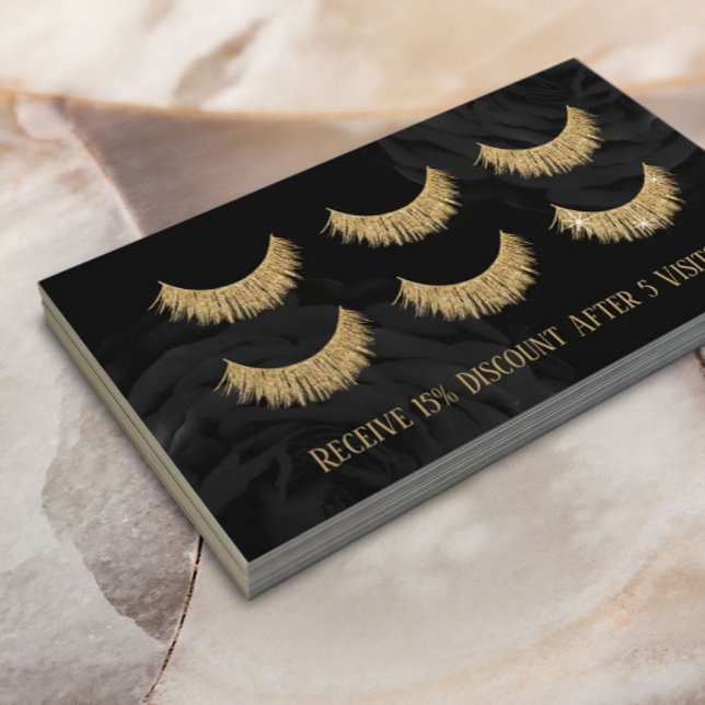Gold Eyelash Extensions Lash Bar Black Floral Treuekarte (Von Creator hochgeladen)