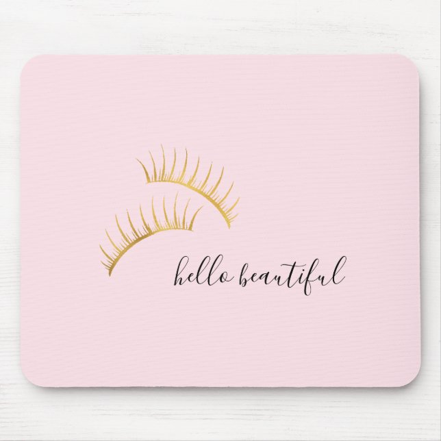 Gold Eyelashes Hello Beautiful Mousepad (Vorne)
