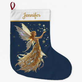 Gold Fairy Christmas Stocking – Sparkling Magic Großer Weihnachtsstrumpf