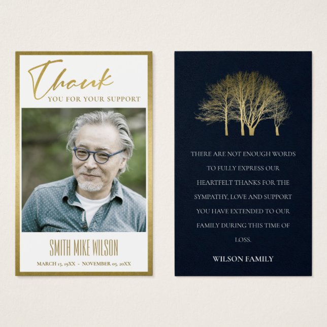 GOLD FALL BEILEID MEMORIAL FOTO DANK KARTE (Vorne & Hinten)