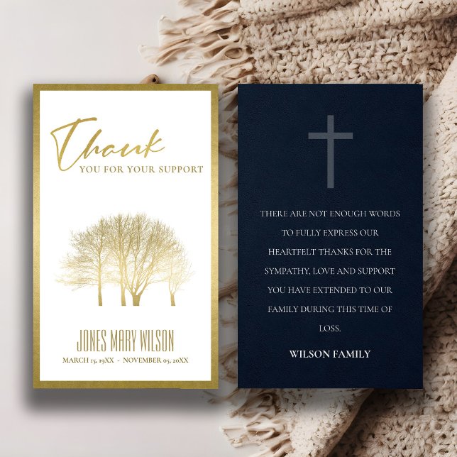 GOLD FALL TREE SYMPATHY MEMORIAL THANK YOU CARD (Von Creator hochgeladen)