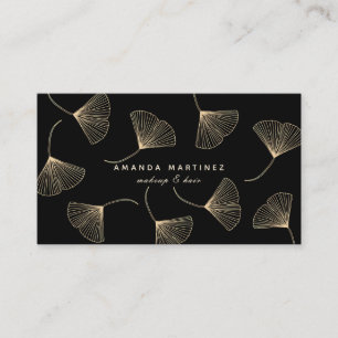Gold Fallende Ginkgo Blätter Black Loyalty Card Visitenkarte