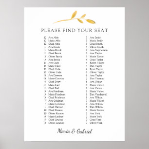 Gold fällt. Elegante Hochzeitsstichtabelle Poster