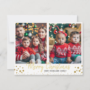 Gold Family Foto Weihnachtskarte Feiertagskarte