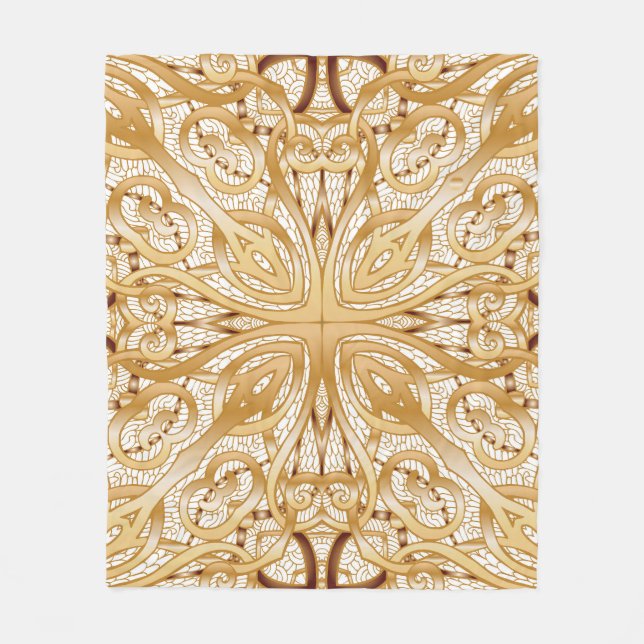Gold Farbe, dekoratives nahtloses Muster. Fleecedecke (Vorderseite)