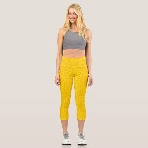 Gold Farbe mit orangefarbenem Circle Mark Capri Le Leggings