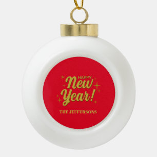 Gold Farbe Rot Frohes Neues Jahr Frohe Weihnachten Keramik Kugel-Ornament