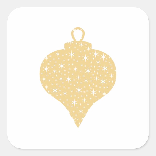Gold Farbe Weihnachtsbaumdesign. Quadratischer Aufkleber (Vorderseite)