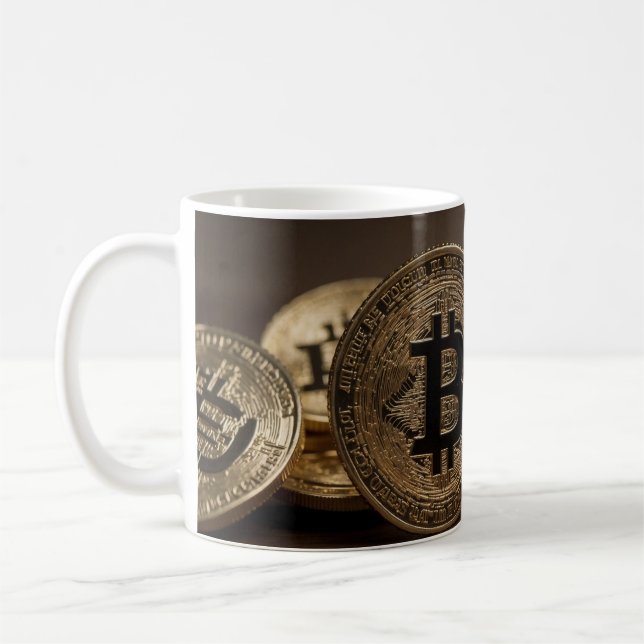 Gold farbige BitCoin Kaffeetasse (Links)