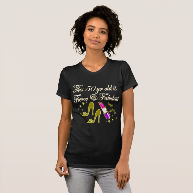 GOLD FASHION 50. GEBURTSTAG DIVA DESIGN T-Shirt (Vorne ganz)