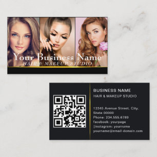 Gold Fashion Makeup Artist Foto zeigt QR Code Visitenkarte