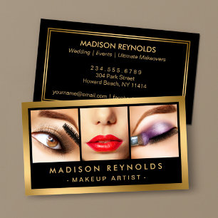 Gold Fashion Makeup Foto Showcase Visitenkarte