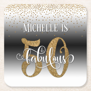 Gold-Faux-Glitter 50 & Fabulous OmbreA Rechteckiger Pappuntersetzer