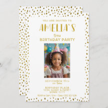 Gold Faux Glitter Kids Girl Photo Birthday