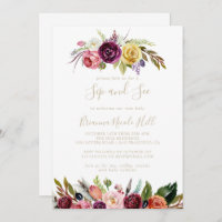 Gold Feather Boho Tropical Sip and See Einladung