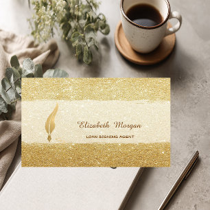 Gold Feather Notary Gold Glitzer Visitenkarte