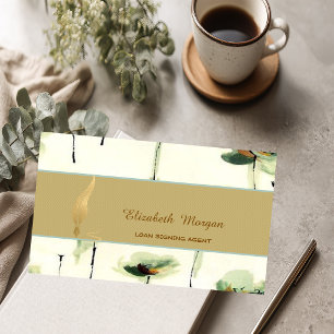 Gold Feather Notary Strip Floral Visitenkarte