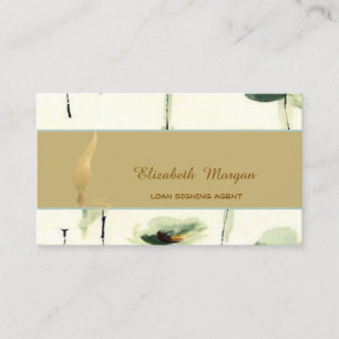 Gold Feather Notary Strip Floral Visitenkarte
