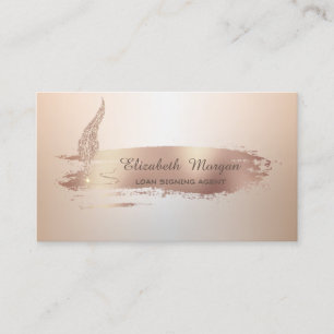Gold Feather Rose Gold Brush Stroke Notar Visitenkarte