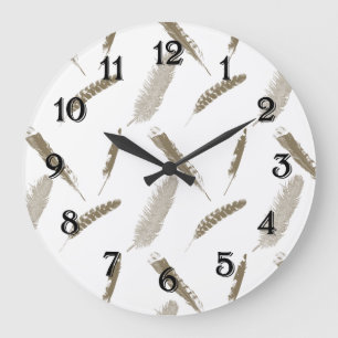 Gold Feathers Große Wanduhr