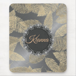 Gold Feathers on Sleek Silver Personalisiert Mousepad
