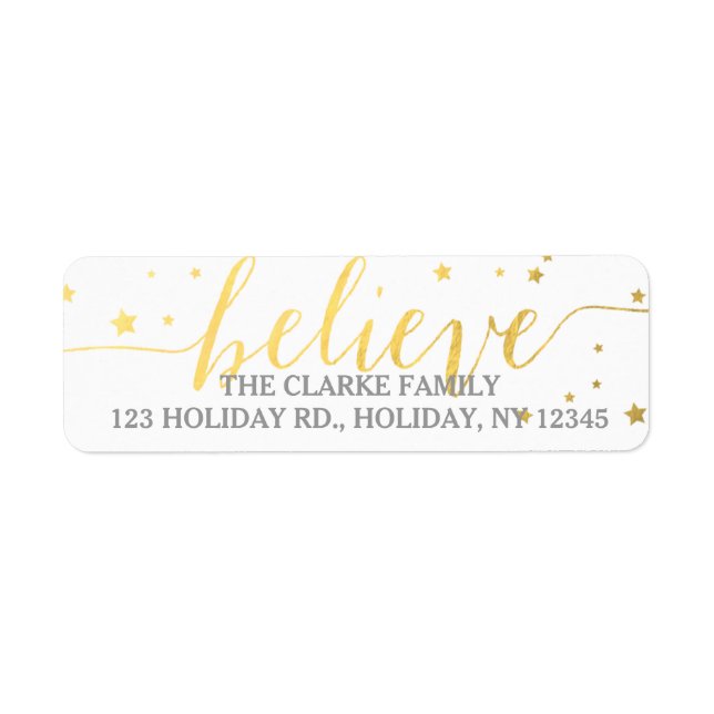 Gold Feed Handwriting Holiday Address Label (Vorne)