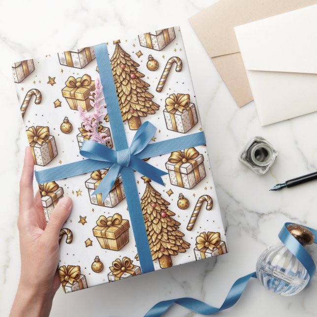 Gold Feiertag  Geschenkpapier (Schenken)