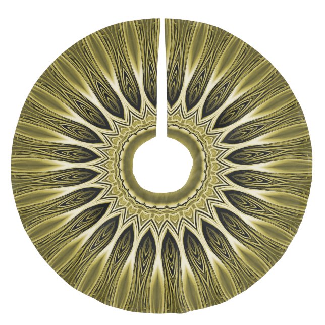Gold-Feiertags-Weihnachtsrock Polyester Weihnachtsbaumdecke (Vorderseite)