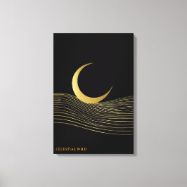 Gold Feine Linie Halbmond Meditative Galerie Leinw Leinwanddruck