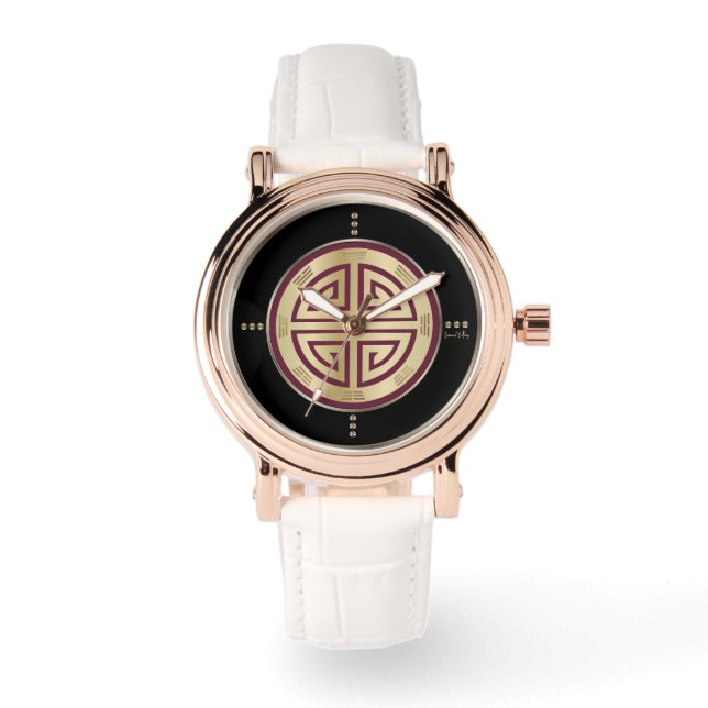 Gold Feng Shui Luxus Symbol Watch Armbanduhr (Vorderseite)