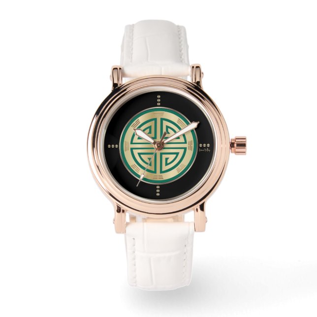 Gold Feng Shui Luxus Symbol Watch Armbanduhr (Vorderseite)