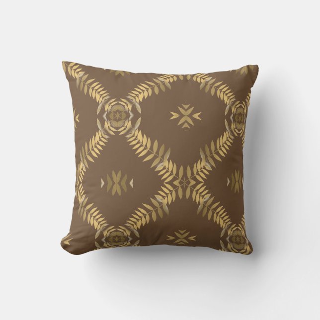 Gold Fern Mosaik Kissen (Vorderseite)