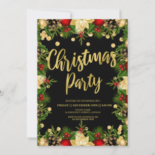Gold Festivals Glitzer Weihnachten Corporate Black Einladung
