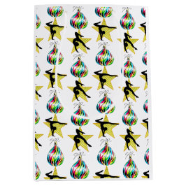 GOLD FESTIVE GYMNASTICS DESIGN MITTLERE GESCHENKTÜTE