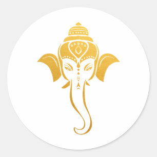 Gold Festive Hindu Wedding Ganesh   Indischer Gott Runder Aufkleber