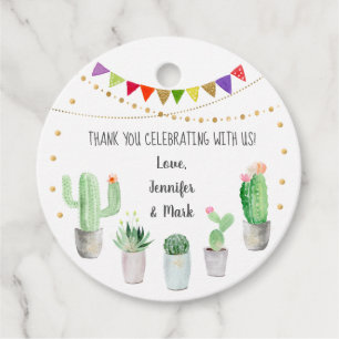 Gold Fiesta Cactus Baby Shower Geschenkanhänger