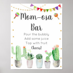 Gold Fiesta Cactus Mama-osa Bar Baby Duschzeichen Poster