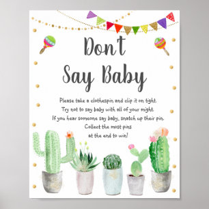 Gold Fiesta Cactus Say Baby Game nicht Poster