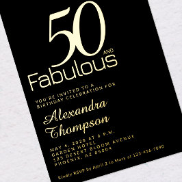 Gold Fifty and Fabulous 50th Birthday Party Folieneinladung