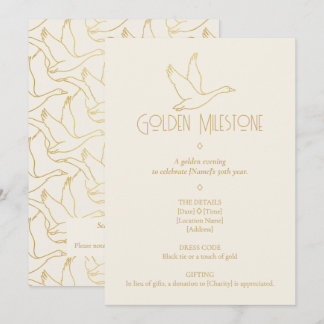 Gold-Filigran Art Deco | Gans 50. Geburtstag Einladung