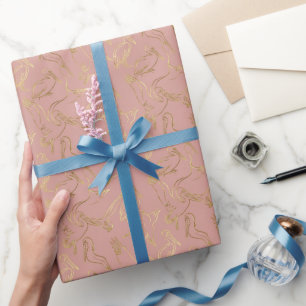 Gold-Filigran Art Deco Pelikan Rosenquarz Geschenkpapier