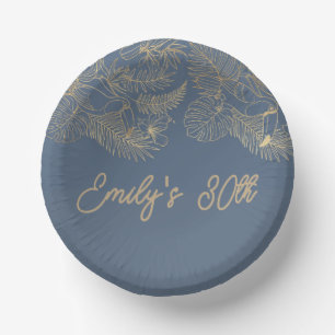 Gold-Filigran Art Deco Toucan-Anwesen Grau Custo Pappteller