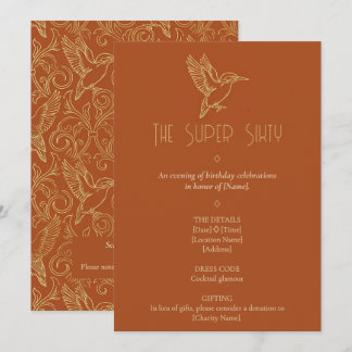 Gold Filigree Art Deco | Kingfisher 60th Birthday Einladung