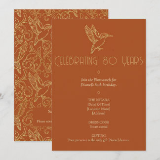 Gold Filigree Art Deco | Kingfisher 80th Birthday Einladung