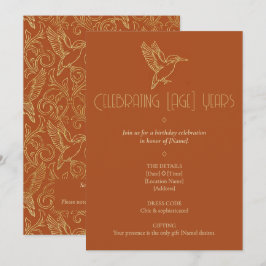 Gold Filigree Art Deco | Kingfisher Birthday Einladung