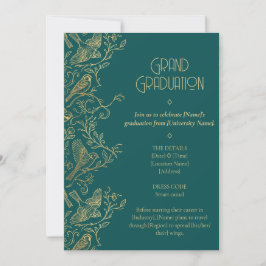 Gold Filigree Art Deco | Sparrow Graduation Einladung