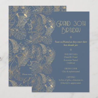 Gold Filigree Art Deco | Toucan 30th Birthday Einladung