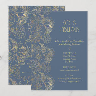 Gold Filigree Art Deco | Toucan 40th Birthday Einladung