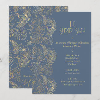 Gold Filigree Art Deco | Toucan 60th Birthday Einladung